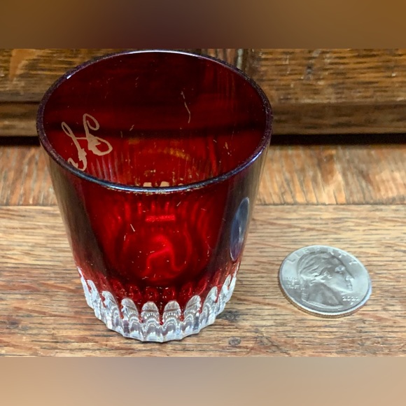 Early 20th Centuty HART Ruby Flash Crystal Antique Shot Glass - Picture 6 of 16